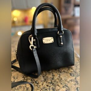 MICHAEL Michael Kors Cindy black leather small crossbody satchel gold hardware